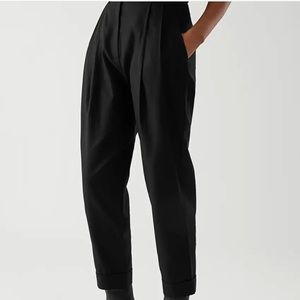 Cos pleated front high waist cuffed trouser in brown